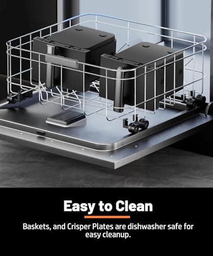 12QT Dual Layer Air Fryer Oven, 6QT×2 Capacity, Vertical 2-Basket Design, 7-in-1 Function with Broil, Roast, Bake, Reheat, Dehydrate, and Air Fry, Family Size, BPA-Free 5