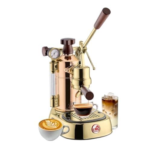 La Pavoni Professional 16-Cup Lever Espresso Machine - Copper and Brass Espresso Maker with Bottomless Portafilter - 38oz Boiler with Pressure Gauge - Manual Lever Operation - Made in Italy