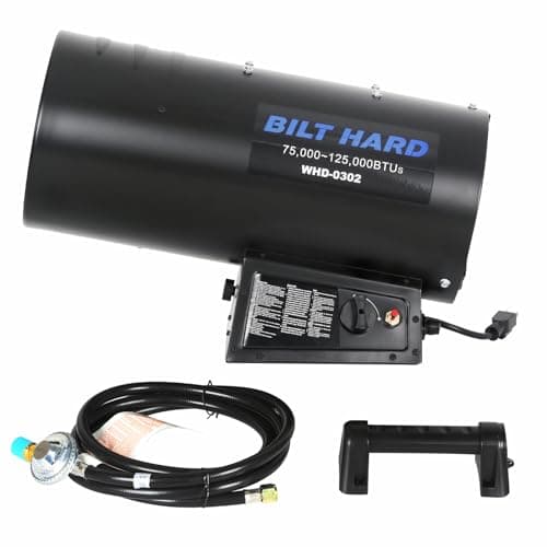 BILT HARD 125,000 BTU Forced Air Propane Heater, Adjustable Liquid Propane Torpedo Heater for Garage, Jobsite, and Construction Sites, CSA Listed 8