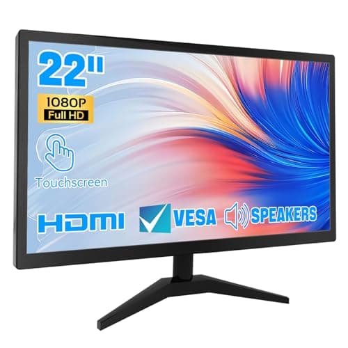 ERCGWOP 22" Touchscreen Monitor IPS FHD 1920x1080P PC Monitor, 10-Point Touch Screen Computer Display with HDMI VGA Ports, Built-in Speakers, VESA Wall Mountable, Black