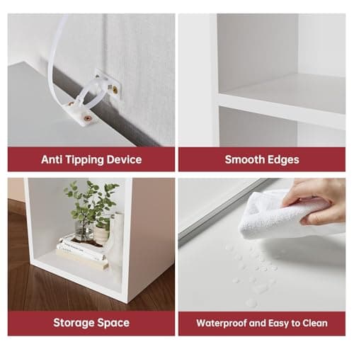 oneinmil 71.5" Tall Narrow Bookshelf, 6-Tier Cube Display Rack, Modern Corner Bookshelf with Storage Space, CD Storage Cabinet for Home Office (White 1 Pack, 6-Tier) 6