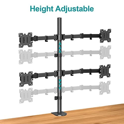 MOUNT PRO Quad Monitor Stand, 4 Monitor Mount for 13 to 32 inch Computer Screens, Hold up to 17.6lbs Each, Fully Adjustable Stacked 4 Desk Arm, VESA Mount, C clamp/Grommet Base 7
