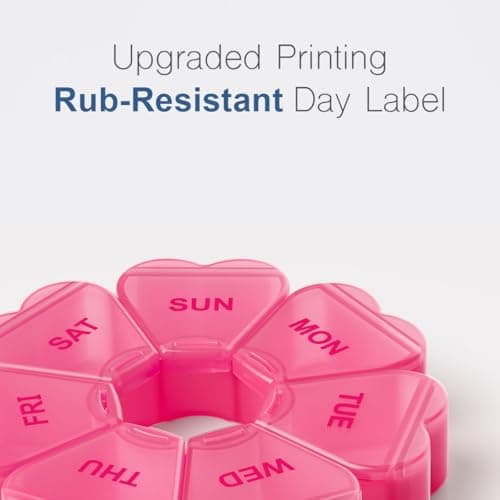 Large Weekly Pill Organizer, Pill Box 7 Day, KAPENS Daily Vitamin Case Large Capacity Compartments, Pill Containers for Fish Oil Medicine Supplements, Red 5