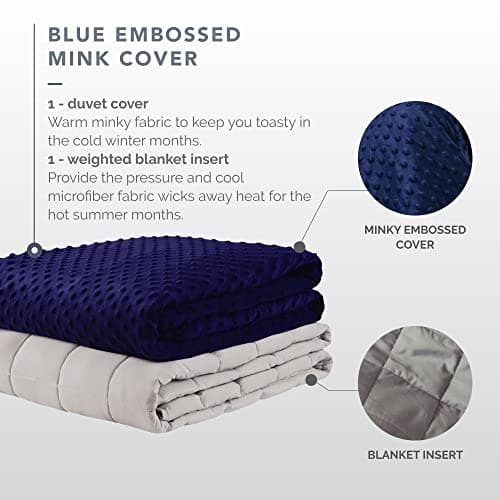 Degrees of Comfort Coolmax Weighted Blanket with Washable Cover Twin Size | 1 x Cozyheat Minky Plush Cover Included, Micro Glass Beads Technology | 48x72 12 lbs Navy 6