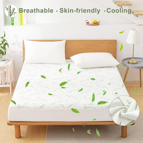 Full Size Mattress Protector Waterproof Mattress Pad Washable Bamboo Rayon Mattress Cover Breathable Noiseless Bed Protector 5" - 21'' Elastic Fitted Deep Pocket 7