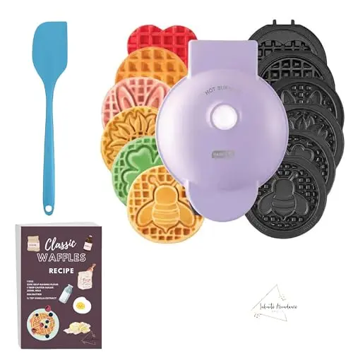 Waffle Maker Gift Set with Removable Plates, Silicone Waffle Spatula and Gourmet Waffle Recipe by Infinite Abundance LLC