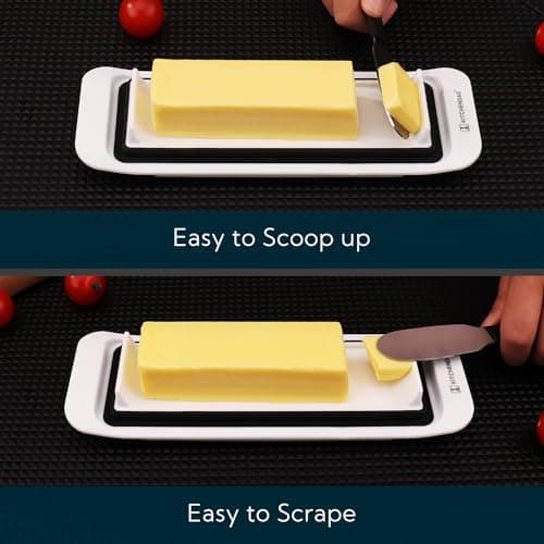 KITCHENDAO Airtight Butter Dish with Lid for Countertop and Refrigerator Door Shelf, Easy Scoop-Dishwasher Safe, Plastic Butter Holder Tray Container for West/East Coast Butter, Transparent White 5