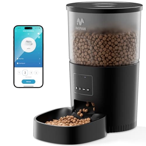 Automatic Cat Food Dispenser, WiFi Cat Feeder with APP Control for Pet Dry Food, Timed Pet Feeder Programmable, Dual Power Supply, Slow Feeder for Cat
