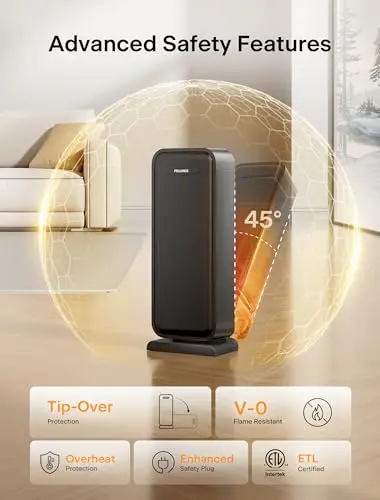 Pelonis 1500w Electric Space Heater for Indoor Use with Thermostat, Oscillation and Remote – Portable Ceramic Heater for Bedroom, Home and for Office Under Desk 5