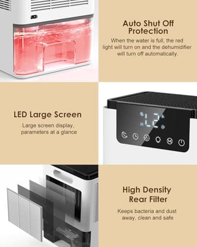 Dehumidifier,75 OZ Quiet Dehumidifier for Home Bedroom Bathroom RV Closet with Timer,Auto Shut Off,Sleep Mode,7 Colors LED Light (2200ML) 7