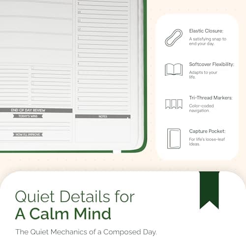 Panda Planner Pro A4 Daily Planner 2026 – 6 Month Undated Daily Productivity Planner with Large 8.5x11 Layouts, Weekly & Monthly Calendar Planner, Goal Tracker, Habit Tracker & Time Management Organizer – Dark Green 5