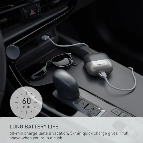 Panasonic Swipe Right Travel Shaver for Men, Portable Electric Razor with USB-C Charging, 3-Blade Cutting System and Beard Sensor Technology, Wet/Dry Use - ES-CM3A-K 7