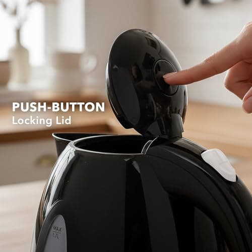 OVENTE Electric Kettle, 1.7L Fast Boiling Water Heater for Coffee or Tea, BPA Free with Water Level Gauge, Auto Shut-Off, Boil-Dry Protection, Indicator Light and Removable Filter, Black KP72B 6