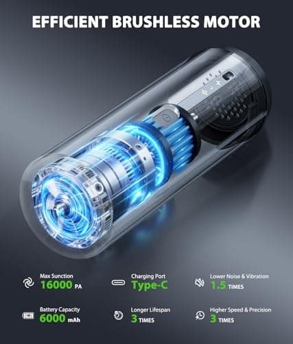 3 in 1 Charging Station Car Vacuum Portable Cordless Handheld Vacuum Cleaner 4-in-1 Mini Cordless Vacuum with 2 Suction Modes and 16800pa Suction Power Blowing & Inflating 2 Modes Handheld Vacuum 5