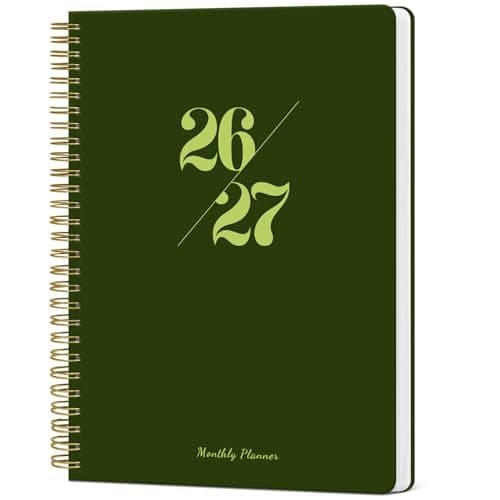 Monthly Planner 2026-2027, Aesthetic 2 Year Months Planner Calendar, 24-Months from January 2026 - December 2027, 26-27 Monthly Calendar Planner, Perfect for School Office Home, 7" x 10" - Green