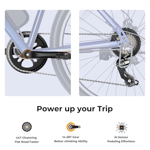 Jasion EB5 Electric Bike for Adults with Peak 1000W Brushless Motor, 40Miles 20MPH Commuting Electric Mountain Bike with 360Wh Removable Battery, 7-Speed, 26" Tires and Front Fork Suspension 5