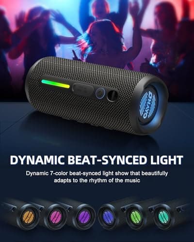 OHAYO Portable Bluetooth Speaker - IPX7 Waterproof, Wireless Stereo Pairing, 25-Hour Playtime, 24W Loud Sound, Bluetooth 5.3, Bass Boost, LED Lights, for Home/Shower/Outdoor/Beach/Travel, Gift Ideas 6