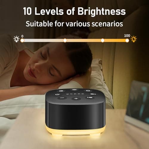 Meditation White Noise Sound Machine 30 Soothing Sounds with 32 Volume Control 12 Night Light 5 Timers Portable Sleep Machine for Travel Powered by AC or USB Sleep Therapy for Baby Kids Adults (Black) 5