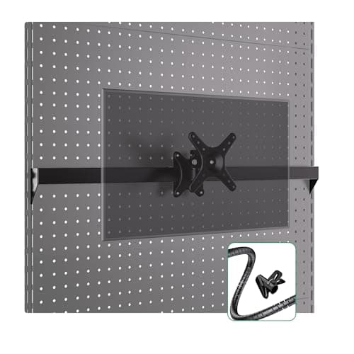 Jwx Monitor Mount Bar for Gaming Pegboard Shelf , 360-Degree Rotating Pegboard Monitor Mount, Space-Saving Solution for 14-27 Vesa inch Screens, Up to 33 lbs, Black