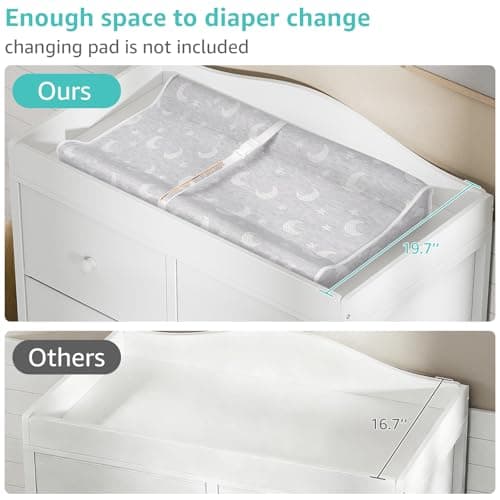 BOLUO Changing Table Dresser with 6 Fabric Drawers, Baby Dresser with Changing Table Top Diaper Changing Station with Storage for Nursery Modern 7