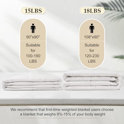 downluxe Weighted Blanket King Size, 18 lb Weighted Blanket with Glass Beads for All Season, Machine Washable Heavy Blanket (Ivory, 108 X 90 Inch) 5