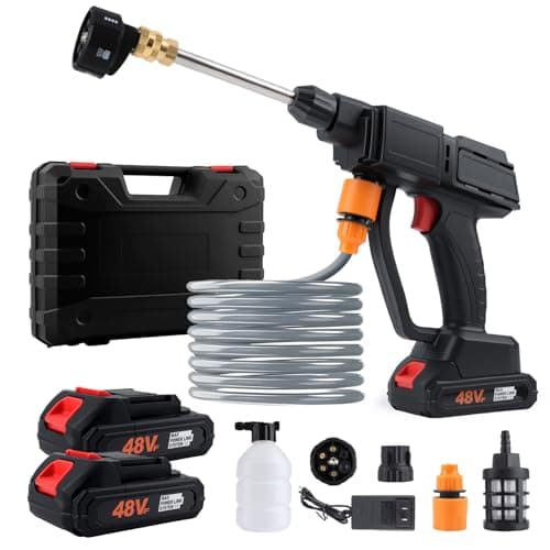 Cordless Pressure Washer, Portable Car Pressure Washer with 6-in-1 Nozzle, Handheld High-Pressure Water Spray Gun, Battery Power Car Cleaner Machine Tool for Car, Wall, Fence, Floor, Garden Cleaning