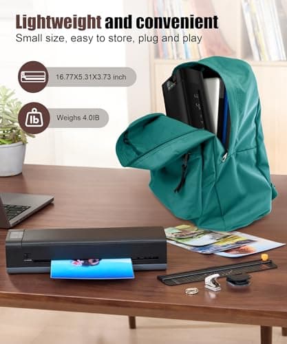 13 Inch Laminator Machine,Never-Jam Design for Home,Office,or School Use, A-3 9-in-1 Thermal Laminator with Sheets for Hot & Cold Laminating Machine, (Black) 8