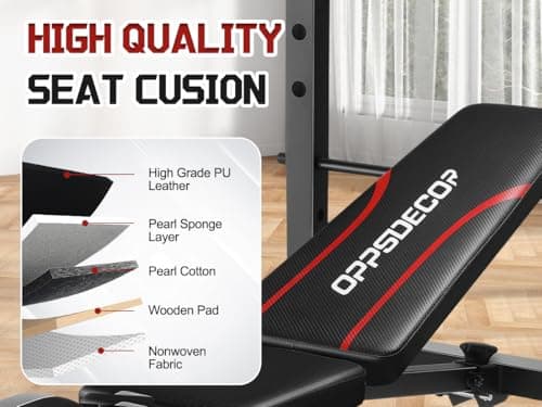 OPPSDECOR Multi-Function Weight Bench Set with Squat Rack Leg Extension & Leg Curl Adjustable Workout Bench for Full Body Fitness Foldable Flat/Incline/Decline Upgrade Bench Press for Home Gym 9