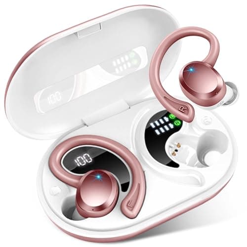Wireless Earbuds Sport Bluetooth Headphones 5.4, 2025 Bluetooth Earbuds 4 HD Mic, Over-Ear Buds with Earhooks ENC Noise Canceling Earphones, 48Hrs Stereo, IP7 Waterproof Headset for Workout/Running