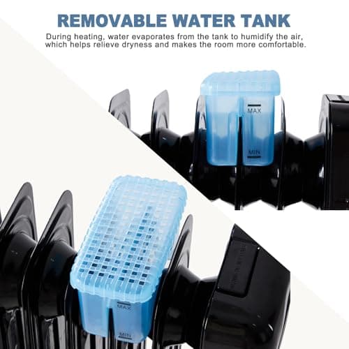 Dumos Oil Filled Radiator Heater with Adjustable Thermostat, 1500W Oil Space Heater for Indoor Use, Portable, 22inch Bright Black 6