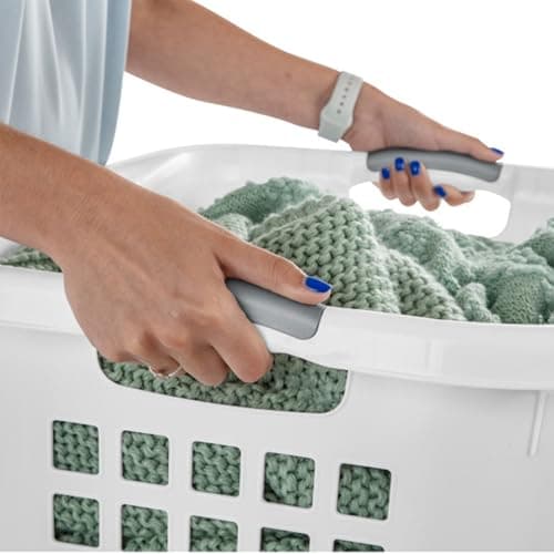 Sterilite 6 Pack Plastic Laundry Basket Clothes Hamper, 2 Bushel, Ultra, White 8