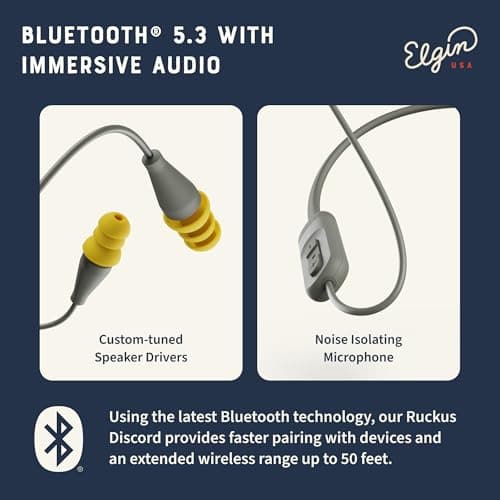 Elgin Discord Gen 2 Bluetooth Earplug Earbuds, OSHA Compliant Noise-Isolating Safety Wireless Headphones, All-Weather Earphones for Industrial Work, and High-Noise Environments 6