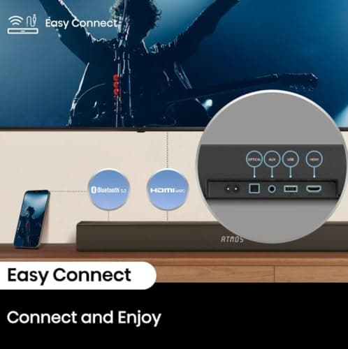 Hisense 3.1 Ch 380W Soundbar with Wireless Subwoofer, Dolby Atmos & DTS:X , 5-speaker array, HDMI eARC port, Bluetooth, Surround Sound - R632 (Renewed) 5