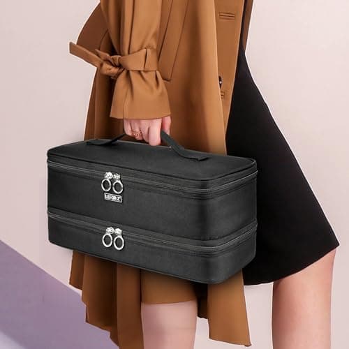Travel Carrying Case Compatible with Shark Flexstyle/FlexFusion/Hair Dryer,Double-Layer Hair Hot Tools Storage Bag Fits for Dyson Airwrap Styler/Supersonic Hair Dryer and Attachments,Black-Bag Only 7