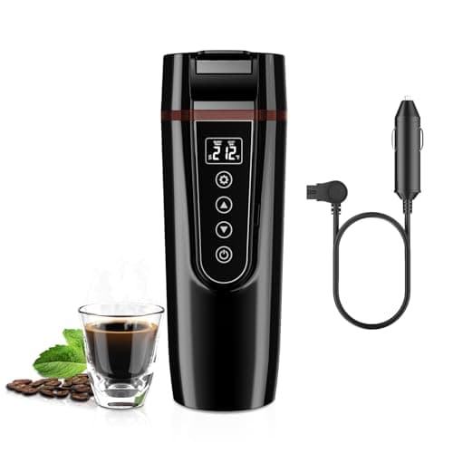 Car Electric Kettle for Travel : FVPE 12V/24V Small Electric Water Kettle, Multi-Temp Control 400 mL Portable Car Water Boiler for Brewing Coffee Tea,LCD Display 304 Stainless Steel Truck Heating Cup