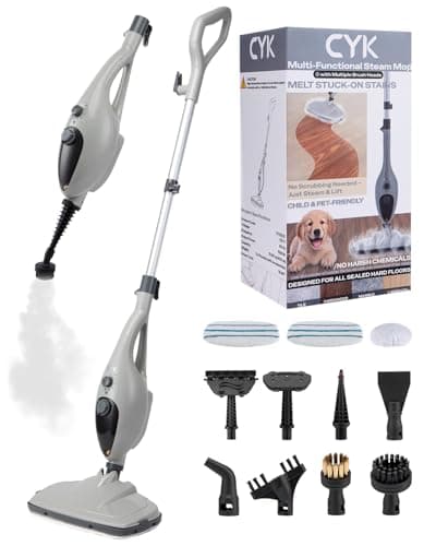 CYK Steam Mops for Floor Cleaning, 12 in 1 Handheld Steam Cleaner for Home, Floor Steamer for Hardwood Floors and Tile(Grey-grey)