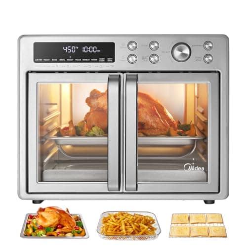 Midea Flexify French Door Toaster Oven Air Fryer Combo, 26.4 QT, Extra Large Air Fryer Countertop Oven 10-in-1 Combo, 25% Faster Cooking and 90% Less Oil, Stainless Steel 11