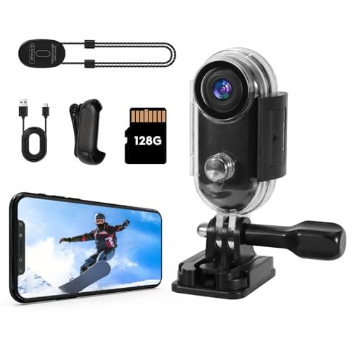 JJPOBYL 4K Thumb Action Camera, 128GB Wearable Mini Body Cam, with Magnetic Accessories, High Battery Capacity for 2H Vedio Time, Fit for Vlogging, Biking, Diving, Animals Recording