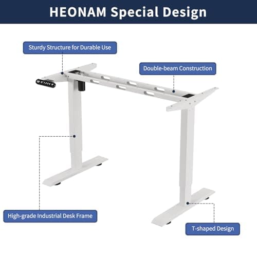 HEONAM 55 Inch Computer Desk with Power Outlets and USB Ports, Large Office Desk for Home Office, Modern Writing Table with Sturdy Frame 6