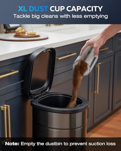 Zefiro Compact & Powerful Cordless Handheld Vacuum, Rechargeable Portable Car Vacuum for Car & Pet Hair, with XL Dust Cup, High-Suction, 2 Brushes & Filters, Long Runtime, Ideal Gift 9