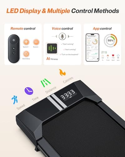 Cardirun Walking Pad with Incline, Portable Under Desk Treadmill for Home Office, 2.5HP Quiet Walking Pad Treadmill, 330lb Capacity & 3.8 MPH, Long Stride, App/Remote Control, LED Display, No Assembly 5