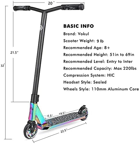 VOKUL K1 Pro Scooters Stunt Scooter Trick Scooter for Boys Intermediate and Beginner Freestyle Scooter for Kids 8 Years and UP,Teens and Adults -Quality Kick Pro Scooter for Boys and Girls (Neo) 6