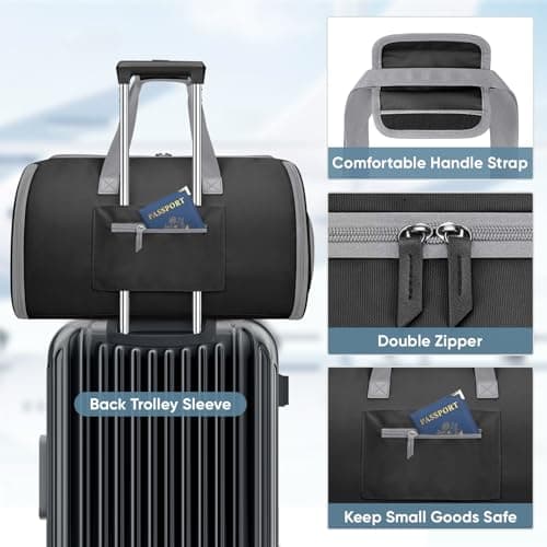 BALEINE Convertible Travel Garment Bag, Travel Suit Bag for Men, 2 in 1 Carry on Garment Bag for Hanging Clothes, Garment Duffel Bag for Travel Business (Black) 6