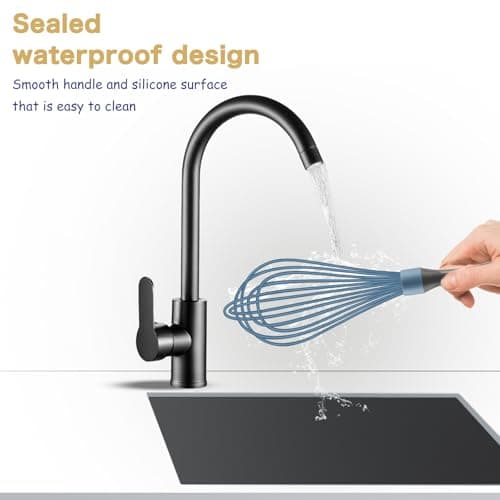 OYV Blue Silicone Whisk, Professional Plastic Whisks for Cooking Non-Scratch, Stainless Steel & Heat Resistant Rubber Wisk, Dishwasher Safe Whisk, 12-Inch 8