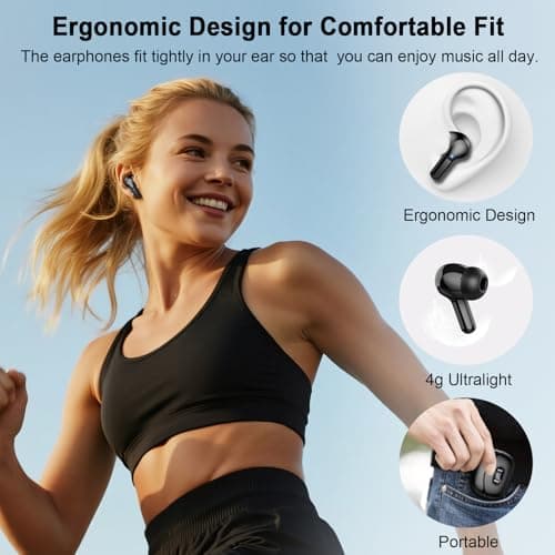Wireless Earbuds, Bluetooth Headphones 5.4 HiFi Stereo, Ear Buds with 4 ENC Noise Cancelling Mics, 48H Bluetooth Earbuds with Dual LED Display, IP7 Waterproof in Ear Earphones for Android iOS, Black 5