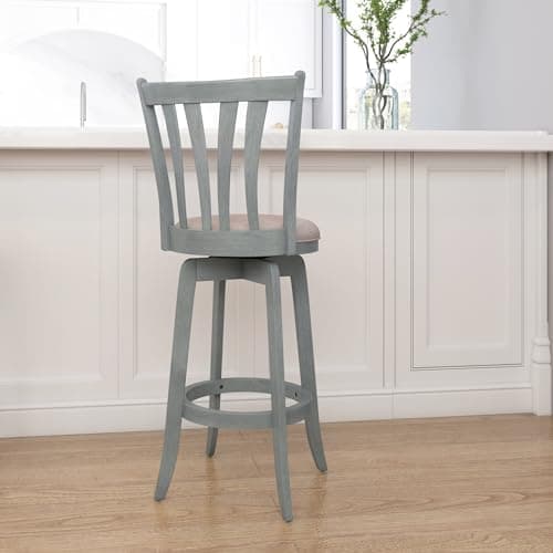 Hillsdale Furniture Savana Wood Bar Height Stool, 30" high, Blue Wire Brush 15