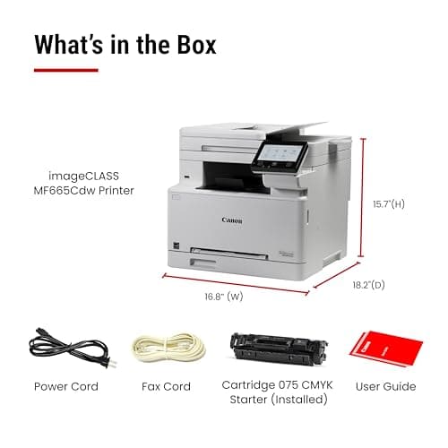 Canon Color imageCLASS MF665Cdw - Wireless Duplex Laser Printer, All-in-One with Copier, Scanner, Fax, Auto Document Feeder, 3 Year Limited Warranty, 22 PPM 8