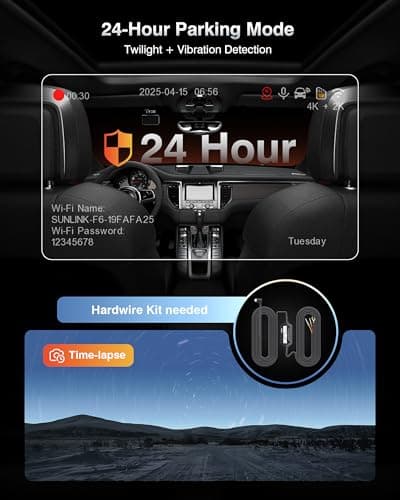 FAIMEE 4K Dash Cam Front and Rear with GPS, Upgraded 5.8G WiFi, Dual Dash Camera for Cars, Night Vision, WDR, 160°Wide Angle, 24H Parking Monitor, Emergency Lock, 3" IPS Screen 6