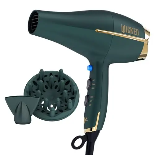 Wicked Elphaba Hair Dryer with Diffuser from Conair | INFINITIPRO by CONAIR Hair Dryer with Ceramic Technology | Includes Diffuser and Concentrator