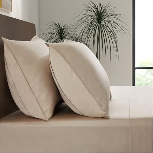 Luxury Bamboo Market | King Envelope Pillowcase Set | 100% Viscose Made from Bamboo | Organically Grown | Ultra Soft | Cooling | 2pcs [Dune]